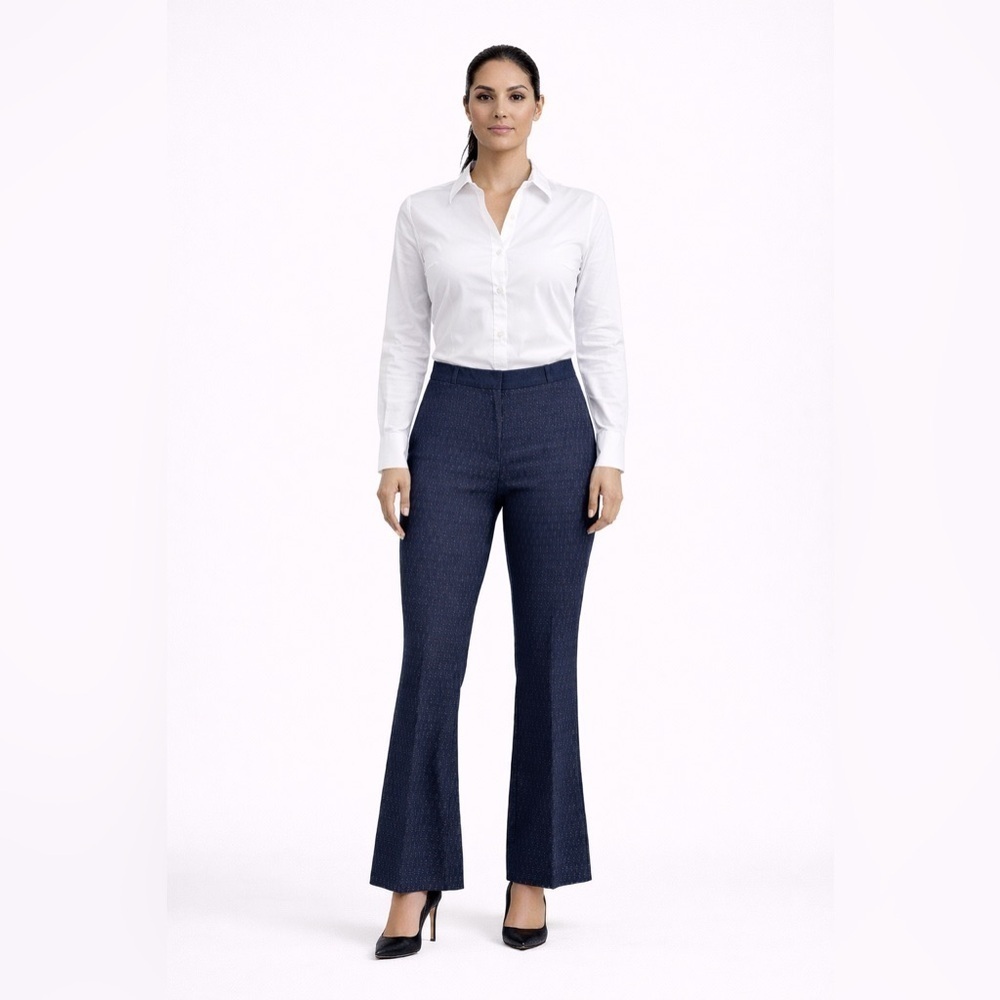 Pinko Womens Navy Wide Leg Pants Gold Metallic Detail Size 8 EUC